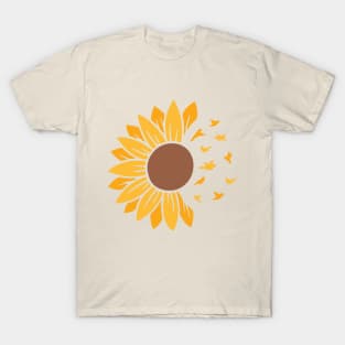 Sunflower with birds flying/breaking away T-Shirt